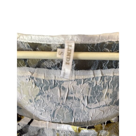 Lindi Abstract Floral Tunic Top 3/4 Sleeve Scoop Neck Flowy Hem S Black Artsy - Picture 2 of 8